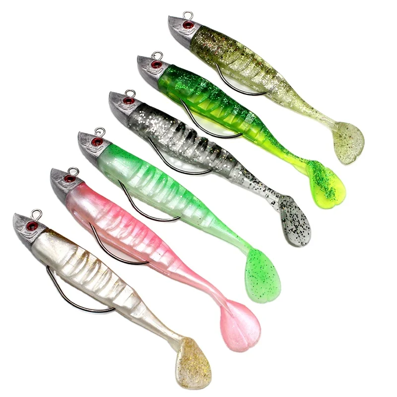 

High Quality Jighead Lure Soft Body Bait T Tail Soft Lure 10cm 15.5g 13cm 26g Jig Head Soft Fishing Lure with Barbed Crankhook