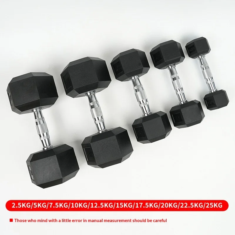 Hexagonal Cast Iron Rubber Coated Dumbbells Full Set for Home & Commercial Gym Fitness Equipment Unisexpromote sales