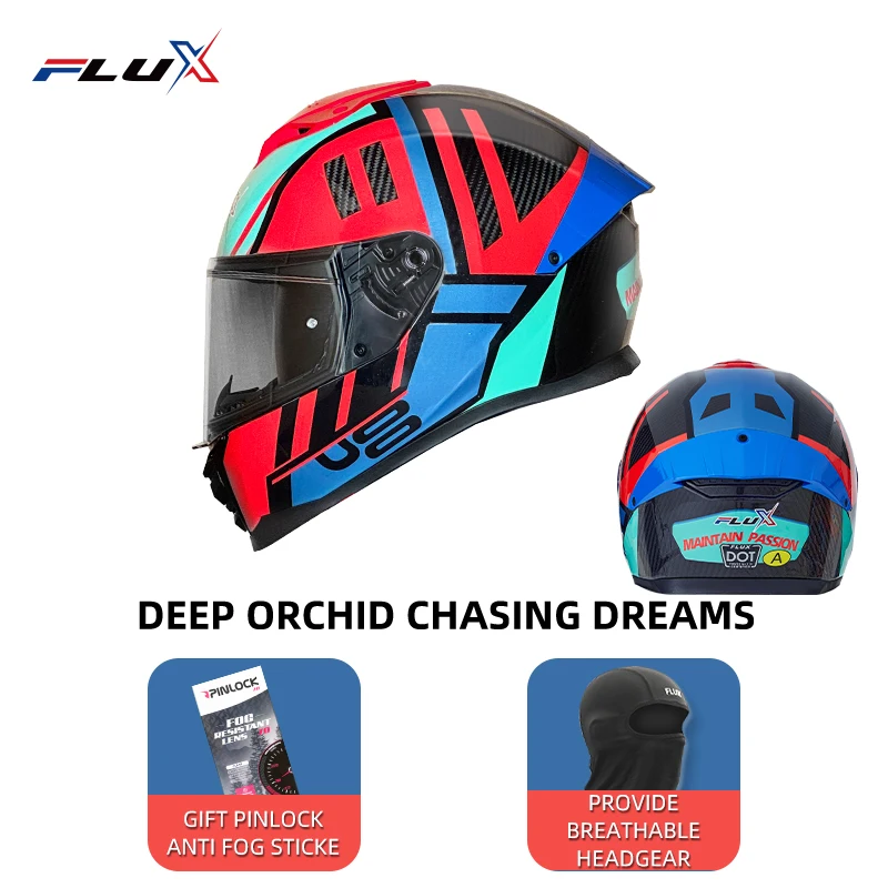 

FLUX Outlaw X2 Carbon Fiber Motorcycle Helmet Kevlar Full Face Helmet New National Standard 3C Certification DOT Certification