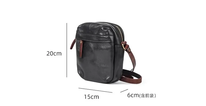 PNDME Einfache Vintage Luxus Echtleder Herren-Umhängetasche Outdoor Wochenend- und Alltagstasche aus natürlichem Rindsleder Handy-Umhängetasche – Detail 1