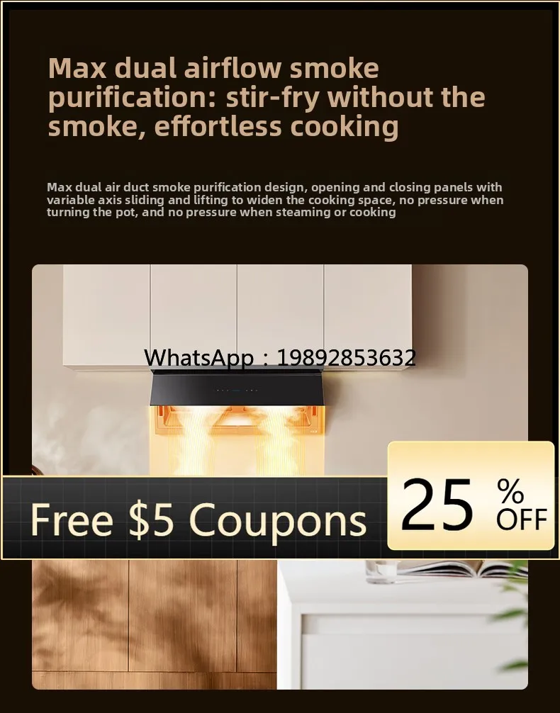 A1 Range Hood for Home Kitchen, Top and Side Ultra-Thin, High Suction, Steam Cleaning 2.0