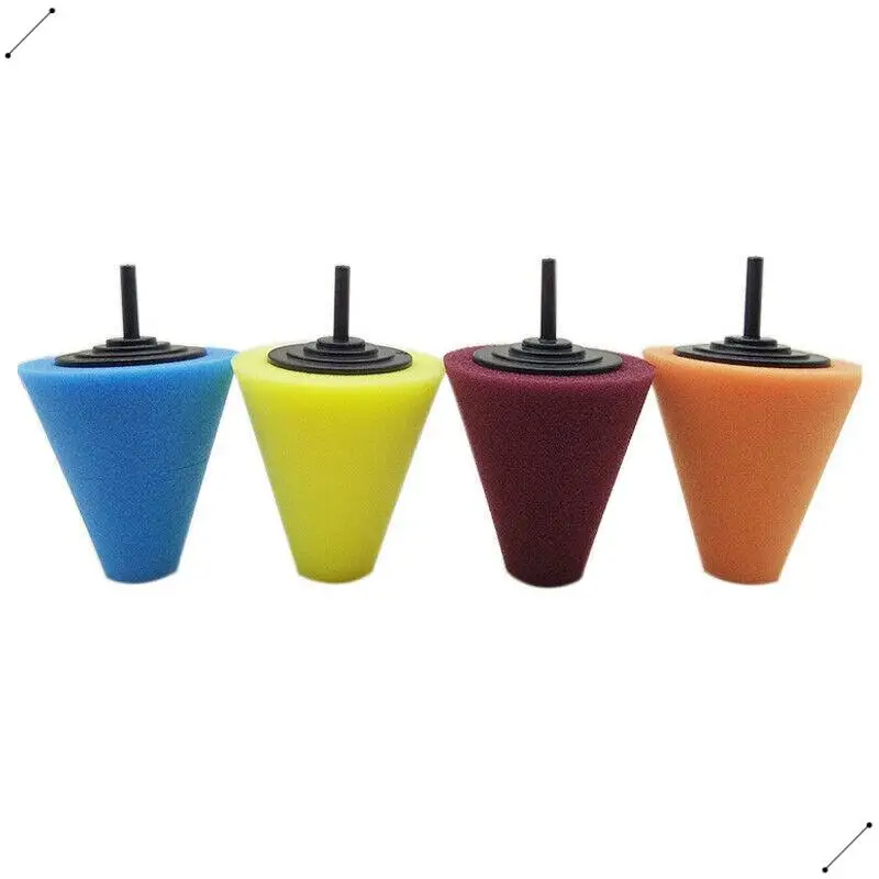Car Wheel Hub Polish Buffing Shank Polishing Sponge Cone Metal Foam Pad For Car Wheels Car Doors And Handles 4Pcs