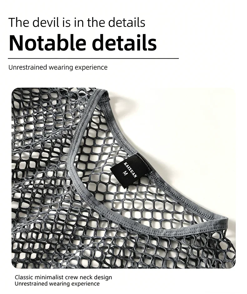Herren Mesh-Transparent-T-Shirt, kühlend, atmungsaktiv, Netzstoff, kurzärmelig – Detail 14