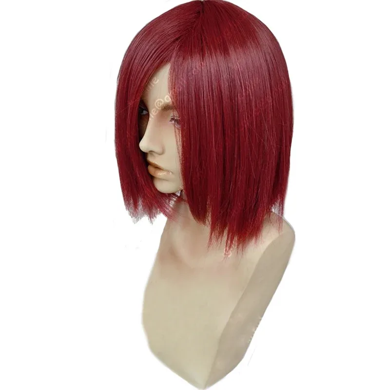 LQHigh calidad Anime Nagato Pain corto rojo oscuro pelo sintético pelucas Cosplay + gorro de peluca