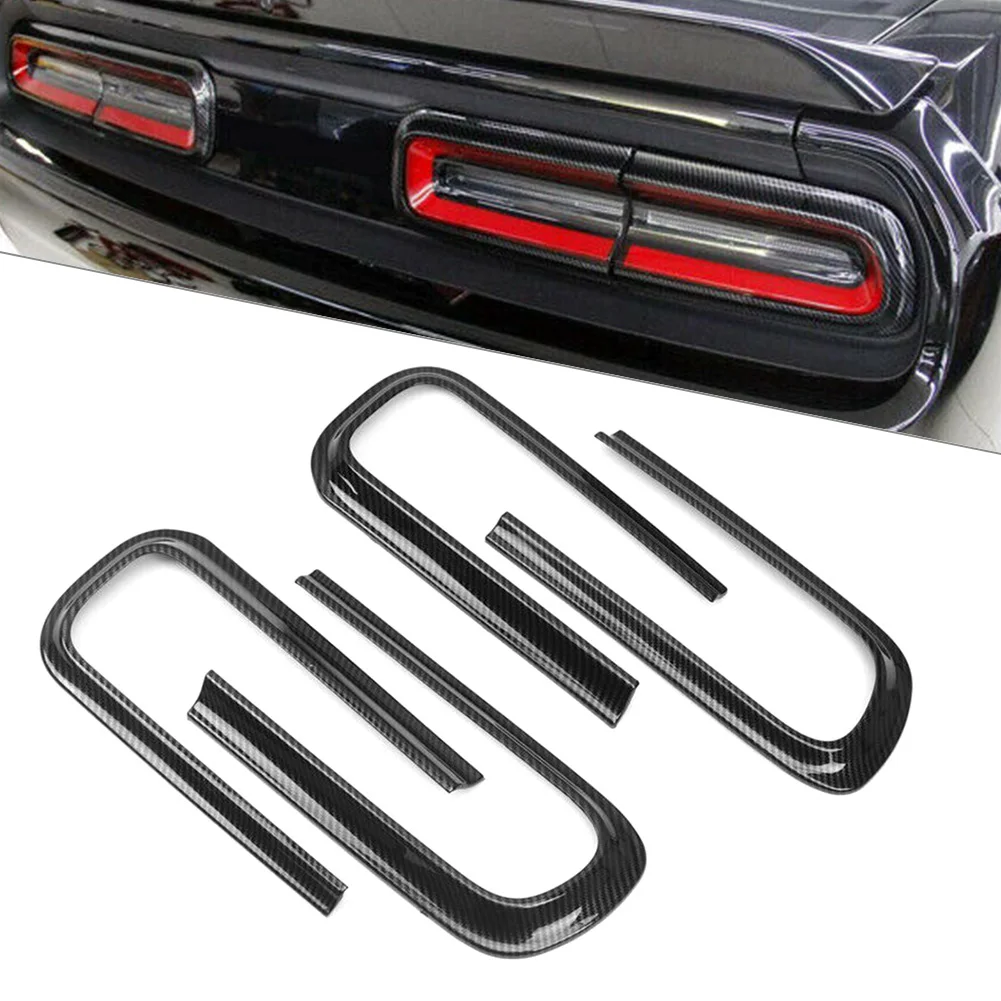 

4Pcs ABS Car Rear Tail Lamp Light Cover Trims Carbon Fiber Color Decoration For Dodge Challenger 2015 2016 2017 2018 2019