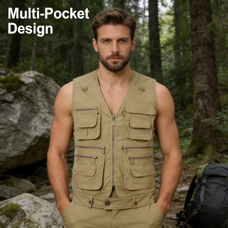 

2026 Spring and Autumn Men's Multi-Pocket Large Size Quick-Dry Fishing Travel Outdoor Vest Photography Vest