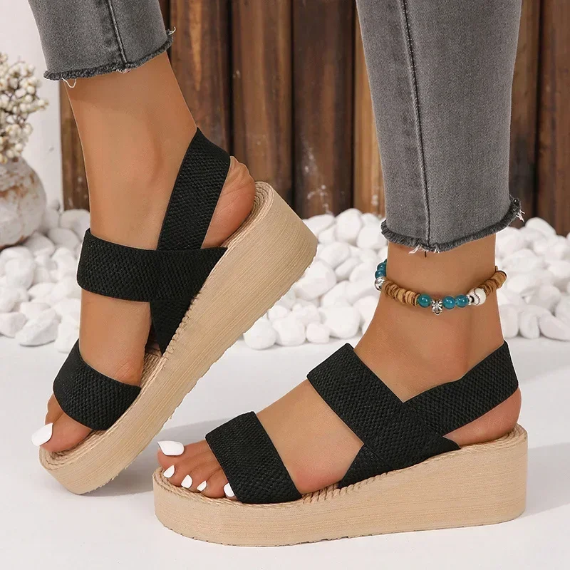 2024 New Summer Style Fashionable, Comfortable, Casual, Elegant and Fashionable Hemp Rope Sole Thick-soled Sandals for Women