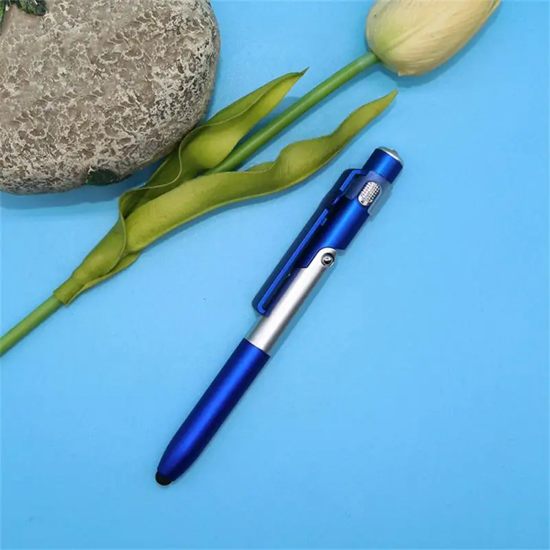 4 In 1 Multifunction Ballpoint Pen with LED Light Fold Phone Holder Night Read Writing Pencil Office School Student Stationery