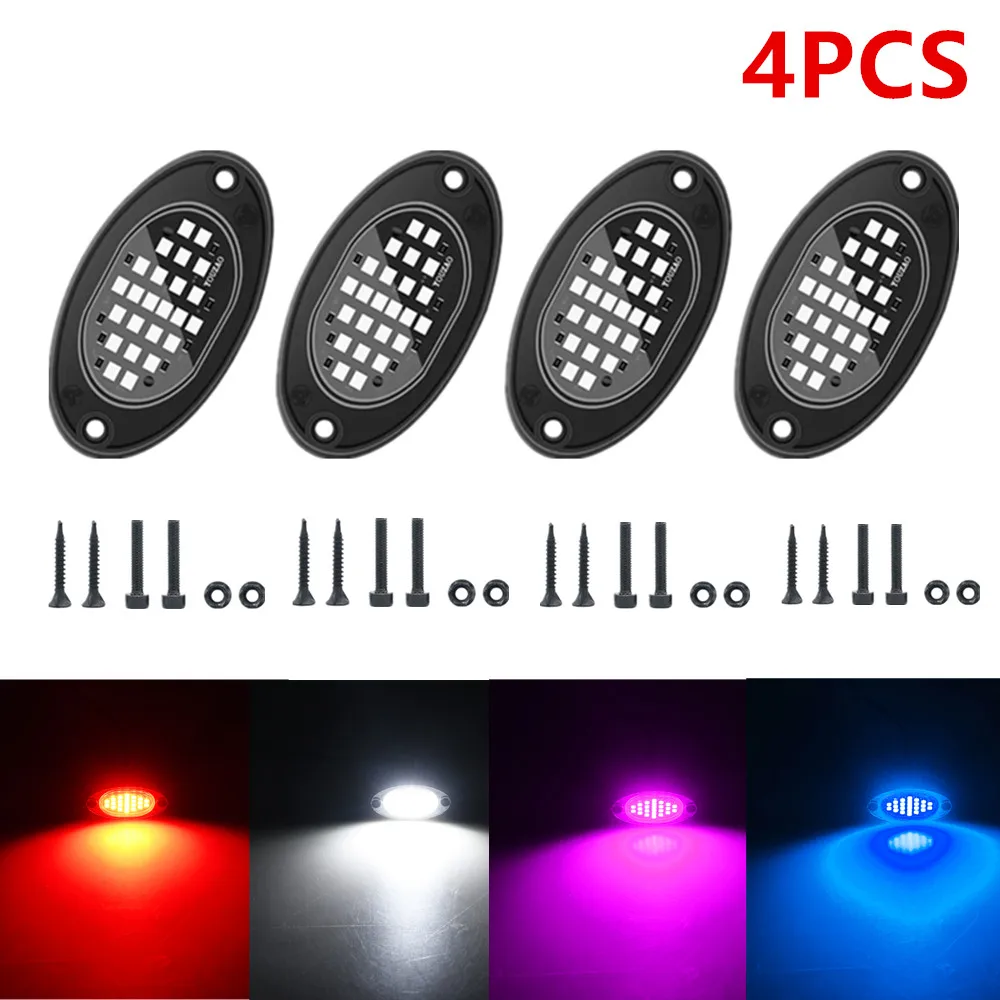 

4PCS 24LED Car Chassis Light Trucks Car Atmosphere Lamp for Offroad Truck SUV LED Rock Lights RGB Underbody Underglow Lamp 12V