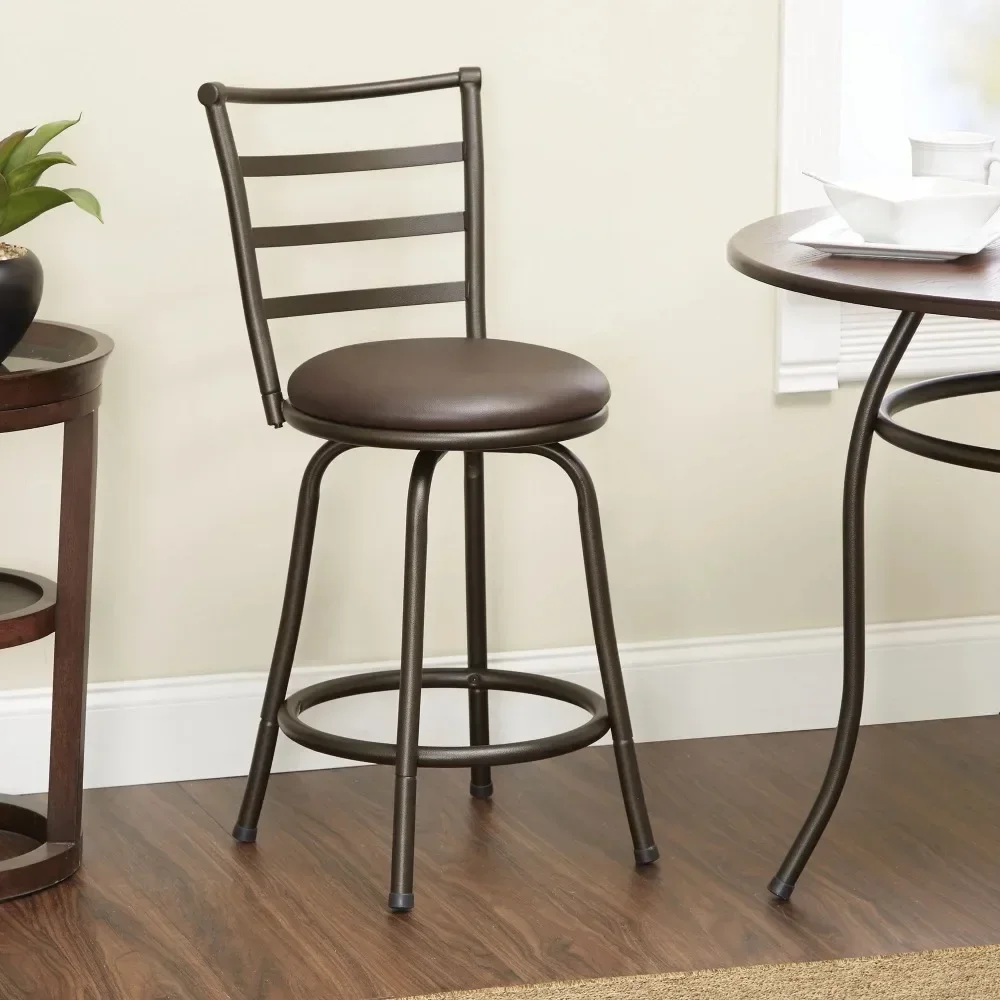 

jz Mainstays Adjustable 24" or 29" Swivel Barstool, Grey Microfiber Cushion