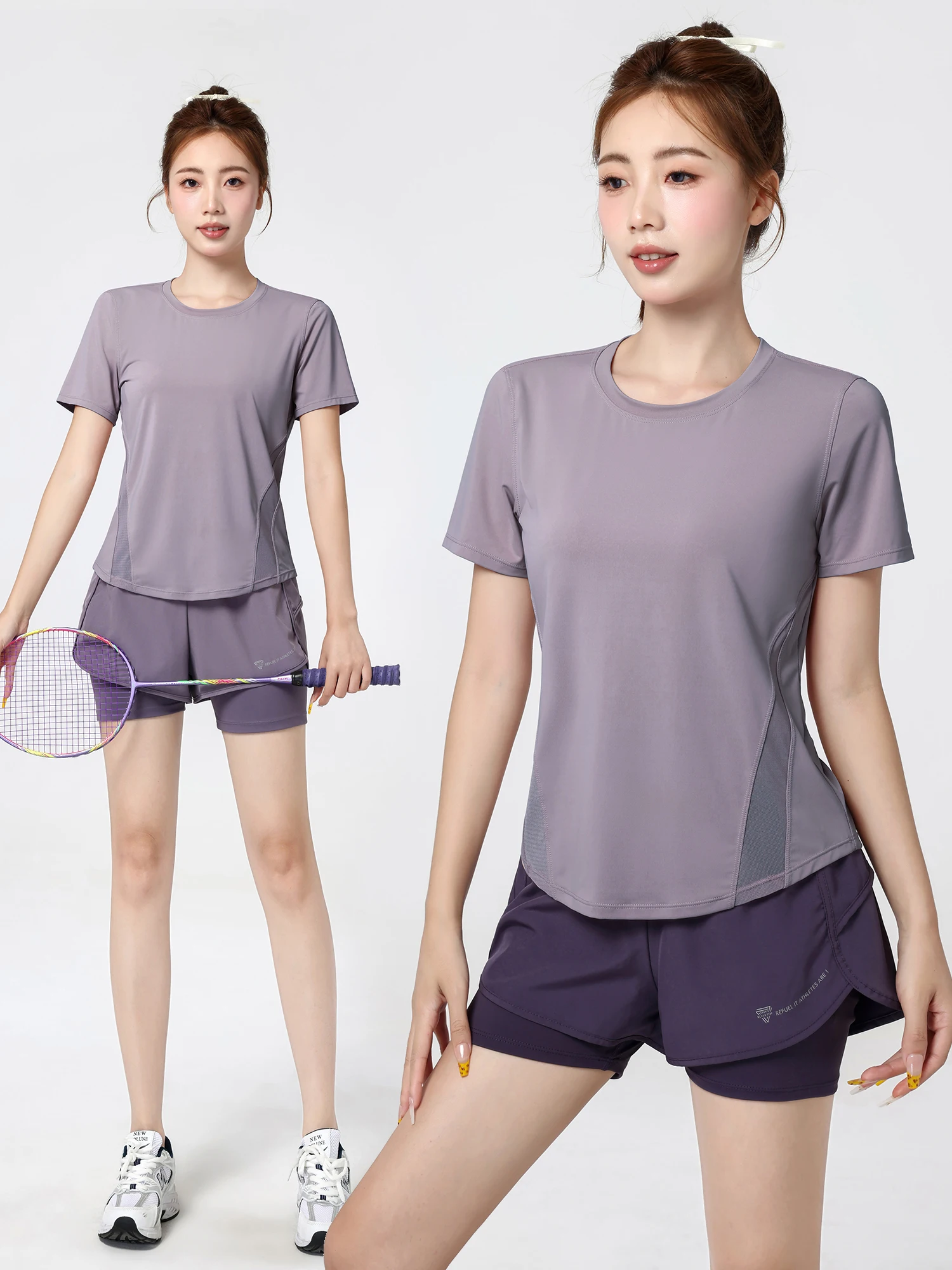 

Женский спортивный костюм для бега: тонкая, быстросохнущая, дышащая одежда для тренировок и утренних пробежек (топ и брюки)