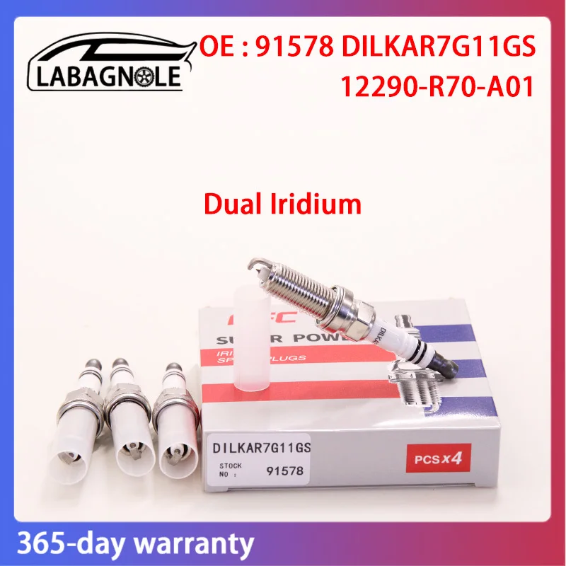 

OE Quality 91578 DILKAR7G11GS 12290R70A01 12290R48H01 Spark Plug Dual Iridium For Honda ELYSION SPIRIOR ACCORD ODYSSEY 2014-2021