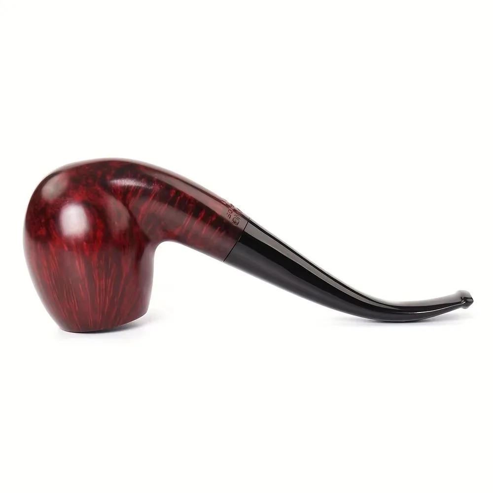 Muxiang Handcrafted Briarwood Smoking Pipe - Portable, Durable & Lightweight For Home And Outdoor Use, Deep Red