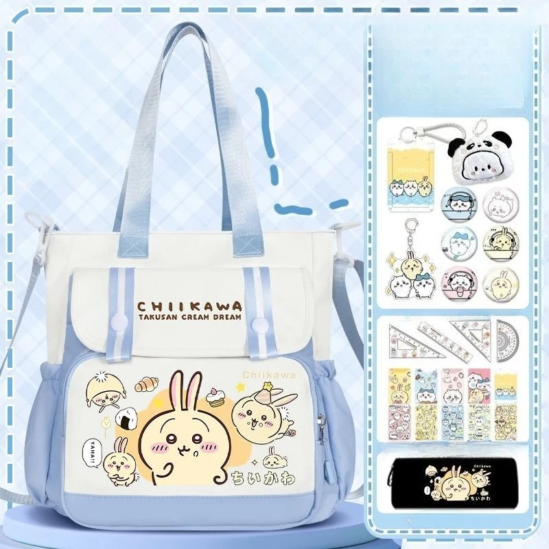 Anime Cartoon Kawaii Chiikawa Crossbody Bag Hand Strap Make Up A Lesson Oxford Cloth Multipurpose Water Repellent Large Capacity