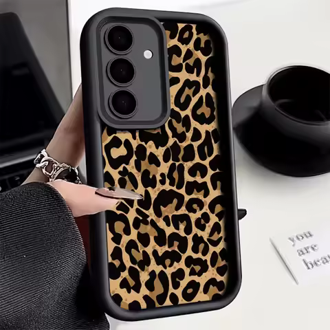 Luxury Leopard Print Graphic Phone Case For Samsung Galaxy S25 S24 S23 S22 Ultra Plus S21 S24 FE A55 A54 A35 A15 5G Soft Cover