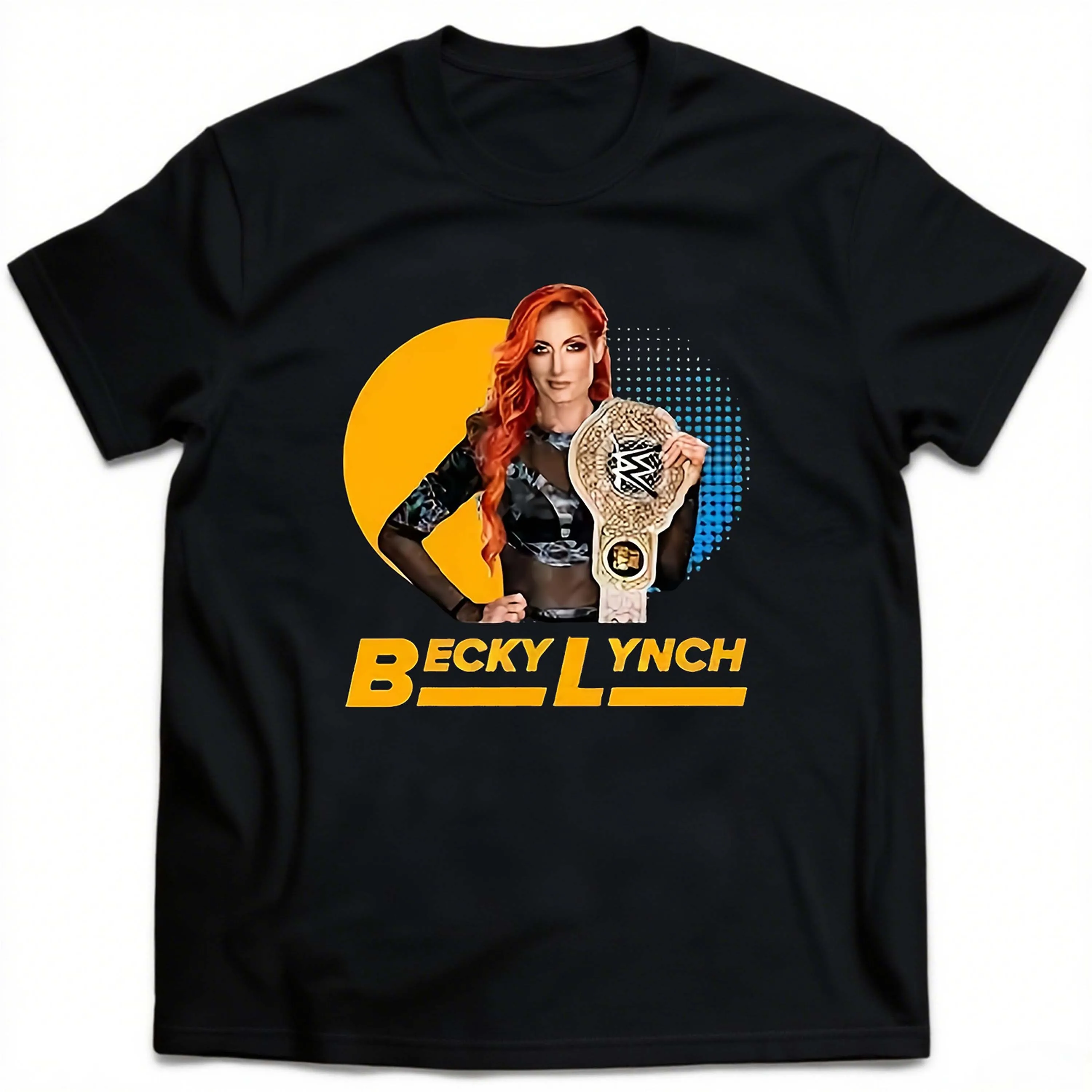T-shirt in cotone nero taglie forti con design grafico Wrestling Star Becky Lynch adatta per abbigliamento per il tempo libero all'aperto in estate