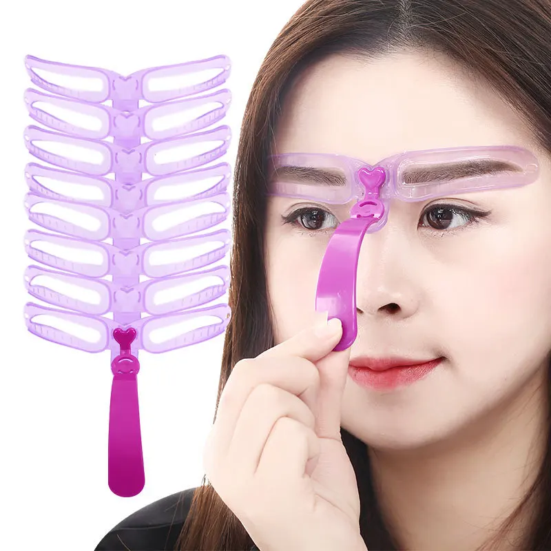 8 In 1 Reusable Eyebrow Stencil Eyebrow Shaper Brow Stamp Template Eyebrows Shape Set Eye Brow Makeup Tools and Accessories