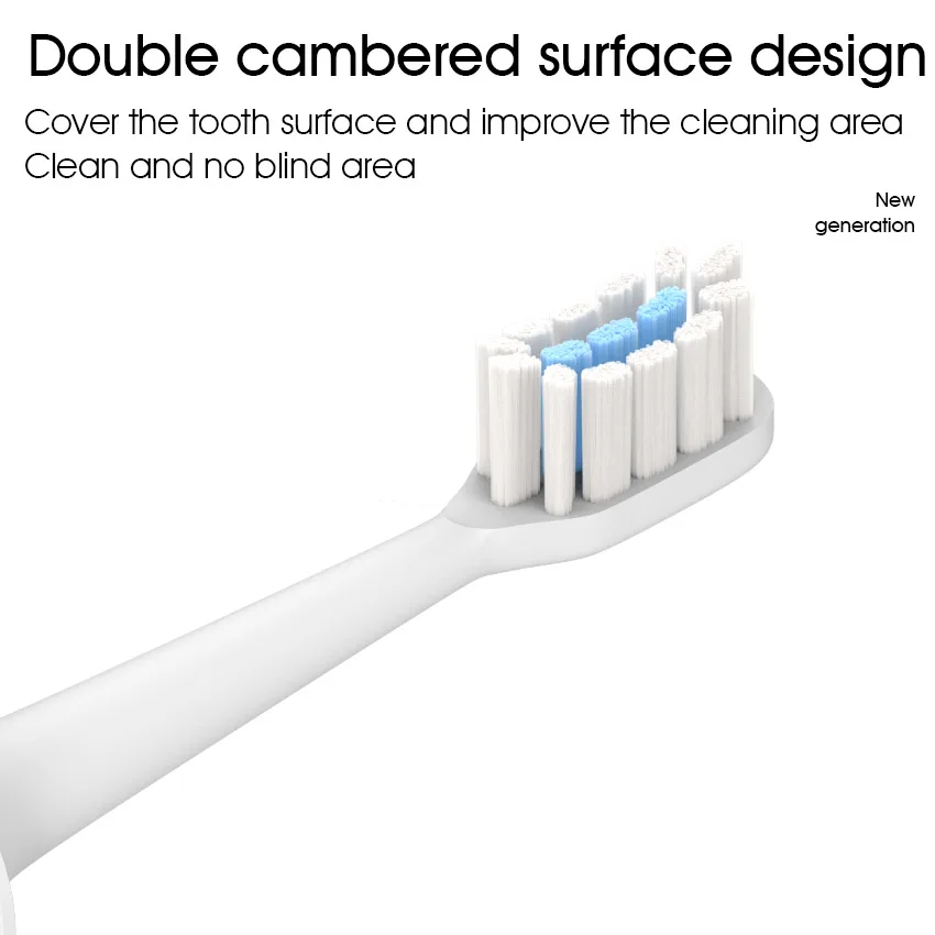 샤오미 미지아 소닉 전동 치아용 교체 브러시 헤드, 부드러운 강모 캡, 진공 패키지 노즐, T300, T500, T700, 6 개