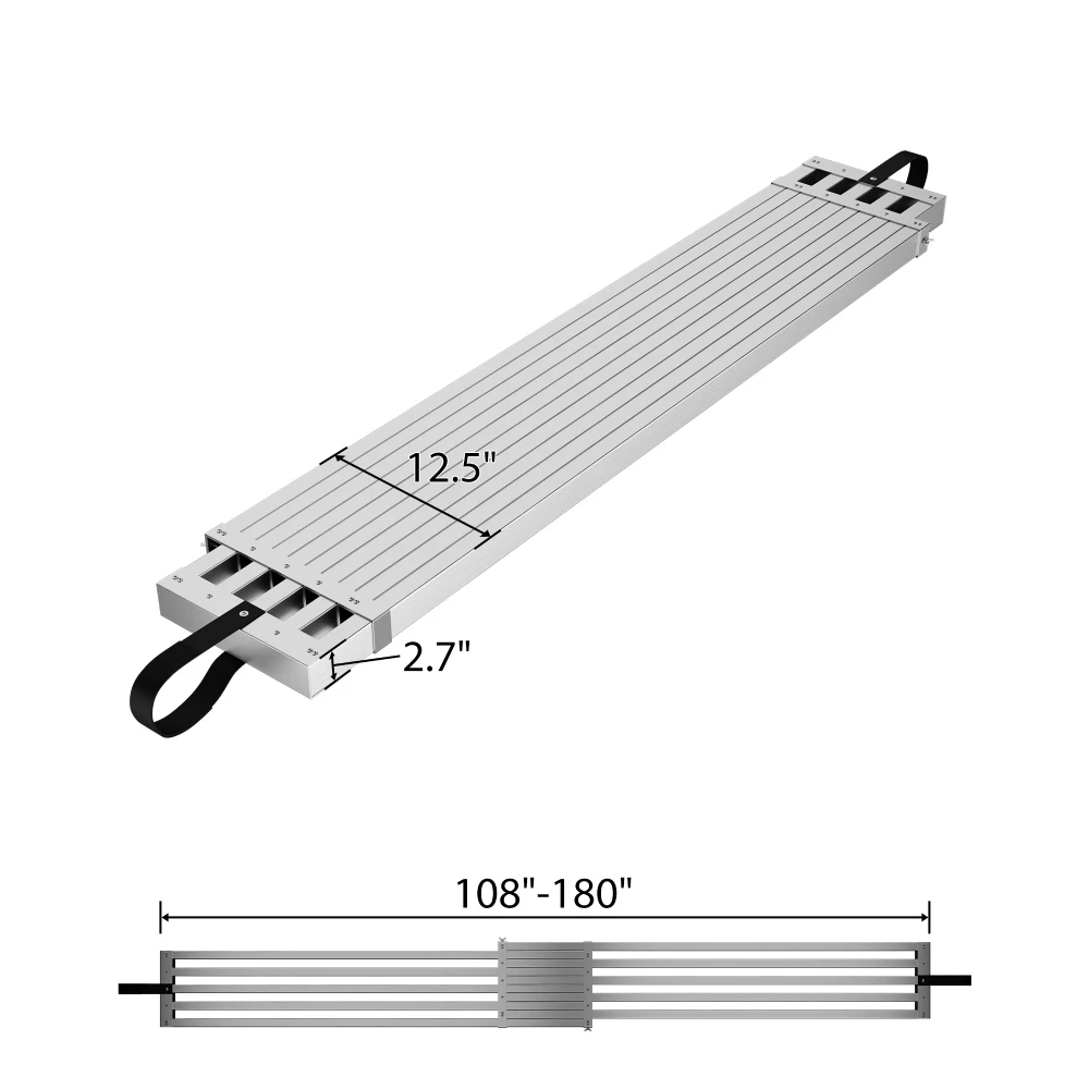 9-15ft Telescoping Plank, Aluminum Work Plank,Aluminum Extension Plank 440lbs Capacity, Aluminum Scaffolding Plank