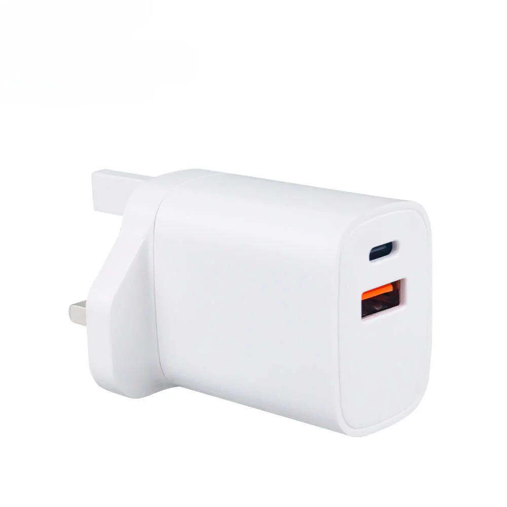 20W PD QC 3.0 White Fast Charger USB C & USB A Portable Wall Power Adapter for iPad iPhone Samsung Mobile Phone Tablet Charger