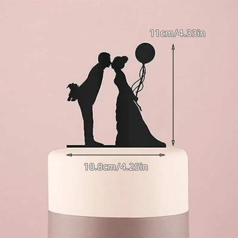 Schwarzer Acryl-Kuchenaufsatz „Mr. Mrs“, elegantes Braut- und Bräutigam-Paar für Hochzeit, Jahrestag, Valentinstag, Party-Dekorationen – Detail 5