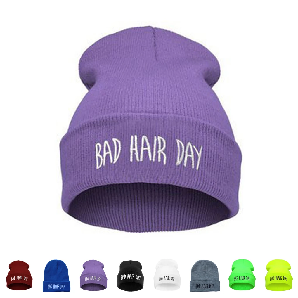 ใหม่ Unisex แฟชั่นผู้หญิง Mens ฤดูหนาว Bad Hair Day Snap กลับ Beanies หมวกหมวก Hip Hop กีฬาอบอุ่นหมวกสกี