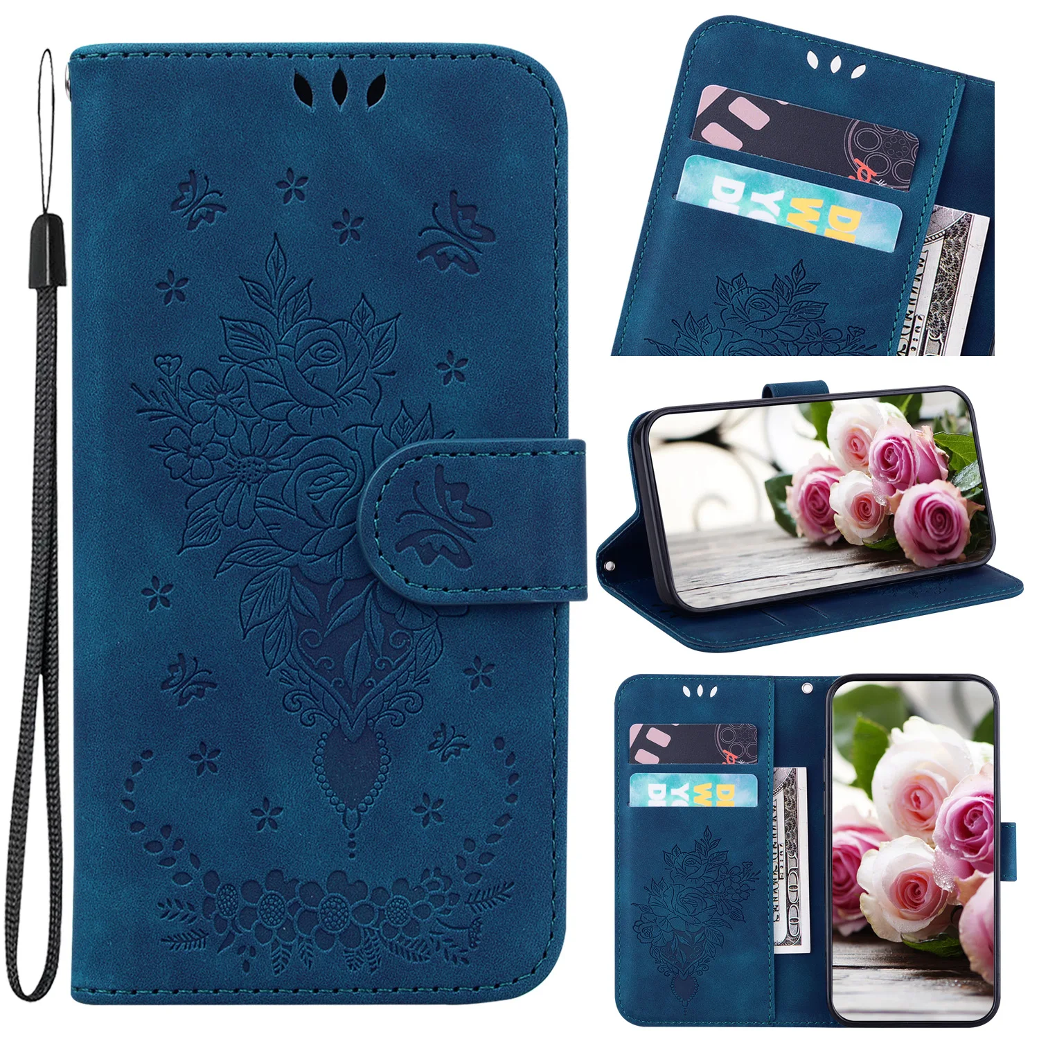 Butterfly Flower Wallet Case for Motorola Moto G72 E22 G32 G62 5G G42 E32 G52 G22 G31/G41 Shockproof Flip Leather Phone Cover