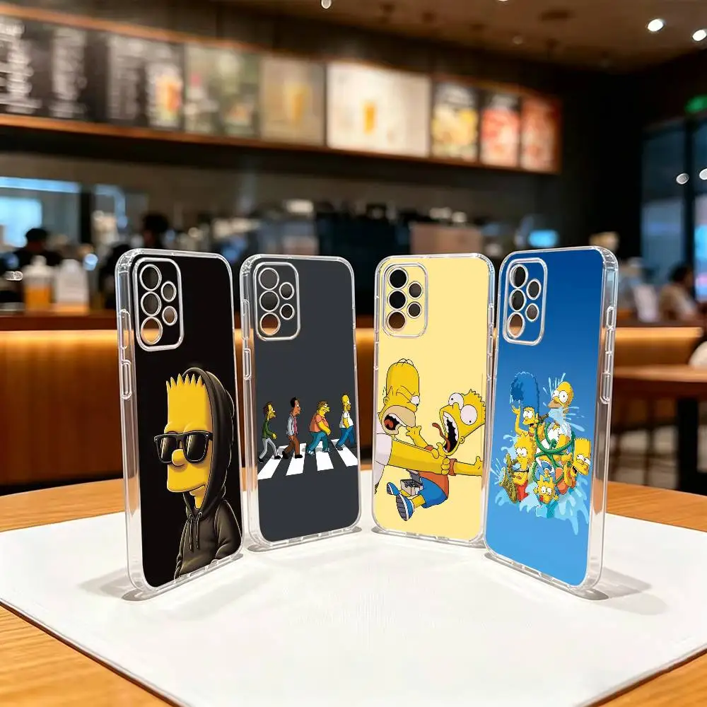Funda protectora transparente de TPU a prueba de golpes S-Simpsons para Samsung S 25,24,23,22,30,21,10,9,Ultra,Plus,Lite,FE,4,5 G