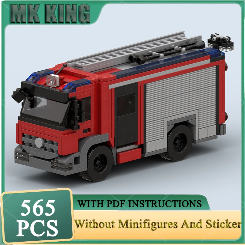 Feuerwehr Fahrzeug Modell Moc Bausteine Urban Fire Engineering Fahrzeug Technologie Blöcke Montage Geschenk Bau Spielzeug