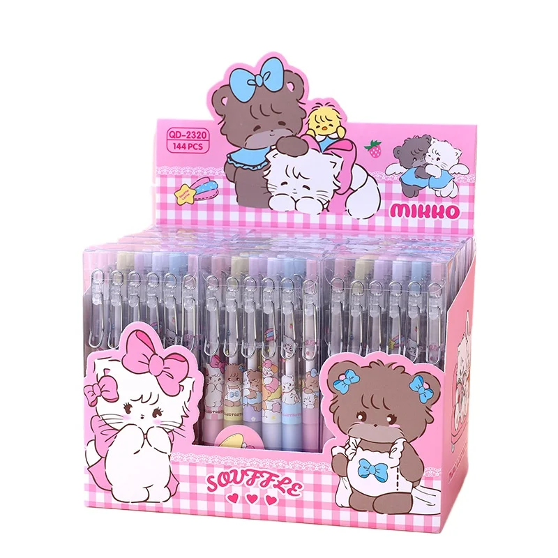 Capibala 6-12pcs/Set Gel Pen Cartoon Press 0.5mm Black Metal Ball Pen Clip Cartoon Cute Shape Office Supplies Stationery Gifts