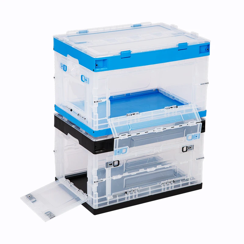 LH ,transparent side door with cover plastic folding storage household storage plastic box