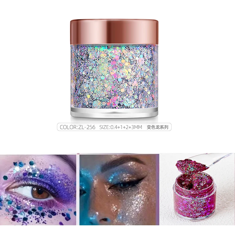 Chameleon Glitter Gel Sequins for Eye & Body Hair Makeup,Long-Lasting Shimmer Face Make Up Decorations for DIY Art & Parties