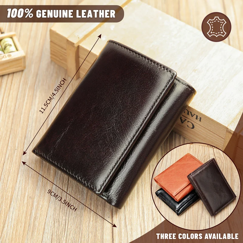 Cross-border bestseller 70% off short wallet genuine leather men's large-capacity card holder walletleather wallet