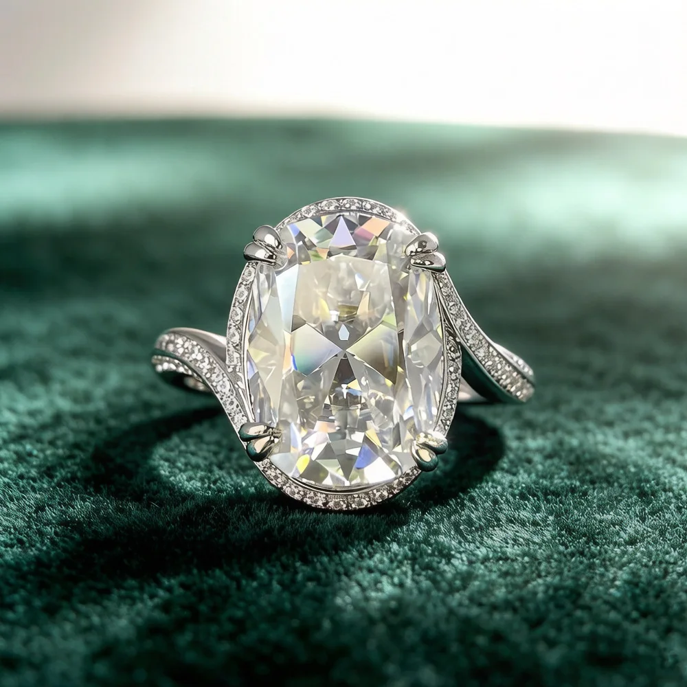 10 Carat Moissanite Diamond Rings s925 Silver 10*14mm Oval Big Moissanite Wedding Ring Fine Jewelry GRA