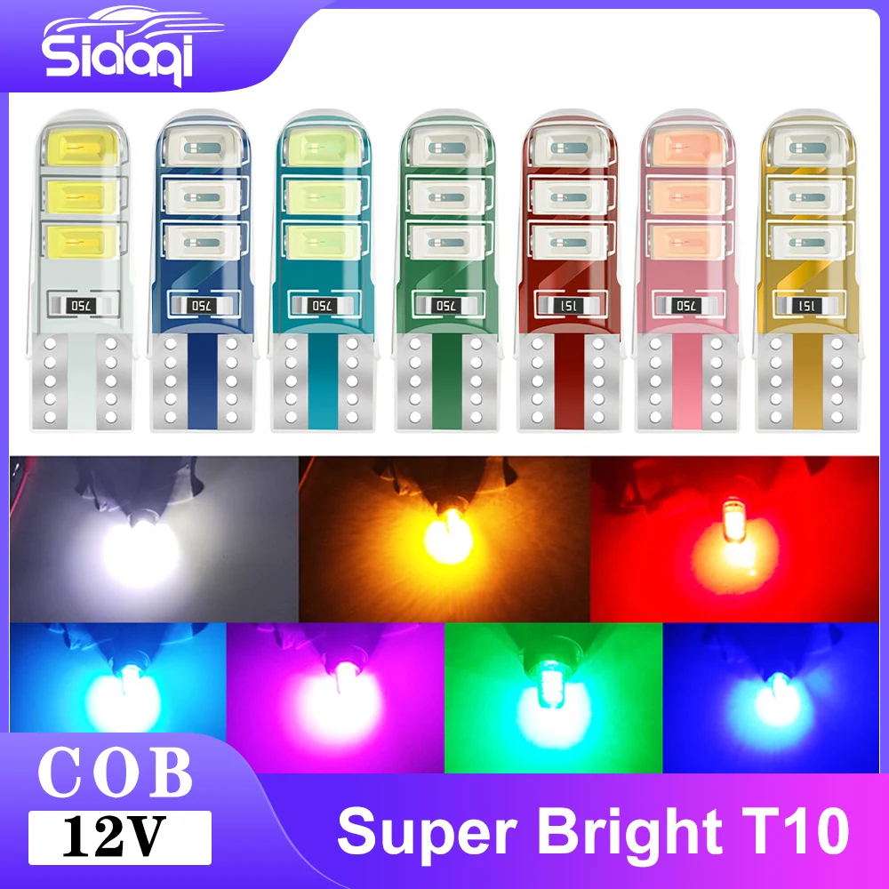 

T10 W5W светодиодный лампы Автомобильные сигнальные лампы COB 12 в 7000K белые автомобильные внутренние лампы с клиновидным цоколем для Чтения номерного знака