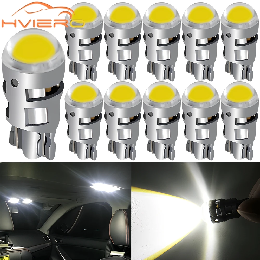 10pcs Car Bulb W5W 194 168 Reading Interior Lamps Clearance Backup Reverse Fog Light Ultra Bright T10 COB Led DC 12V Signal Lamp