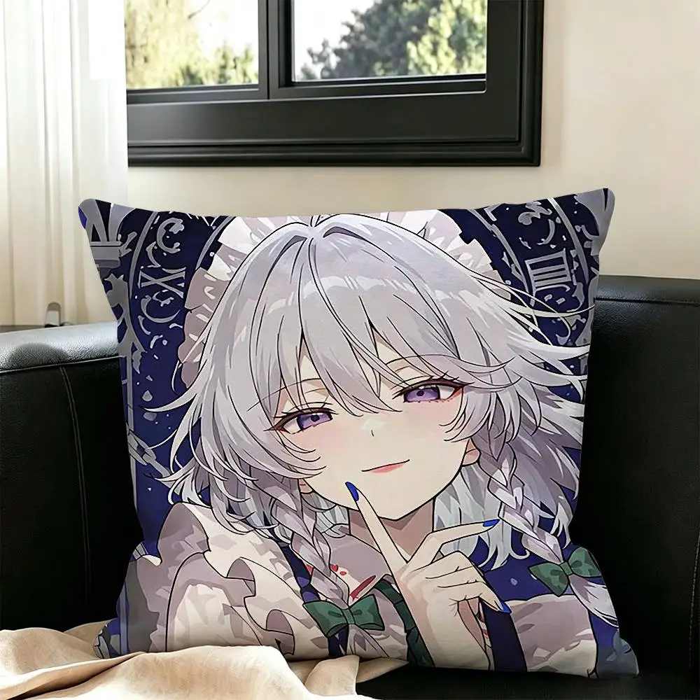 Izayoi Sakuya TOUHOU Project  Square Double-Sided printed Pillow Case Bedroom Bedside Pillow Sofa Cushion Cover