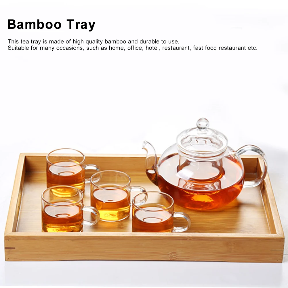 1PC Chinese Style Bamboo Tea Tray Tea Cup Serving Table for Home Teahouse Kitchen Tableware Convenient for putting snacks