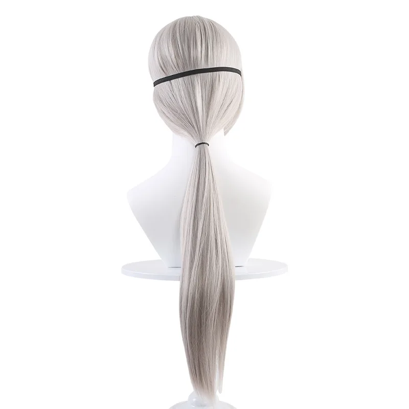 Chainsaw Man Kogoro Cosplay Wig Chainsaw Man Braided Hairstyle Silver-gray Long Braid Straight Ponytail Face-framing Long Hair view 5