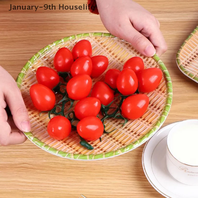 Bamboo Weaving Hot Pot Vegetable Plate Multiple Styles Melamine Barbecue Plate Green Serving Plate Restaurant
