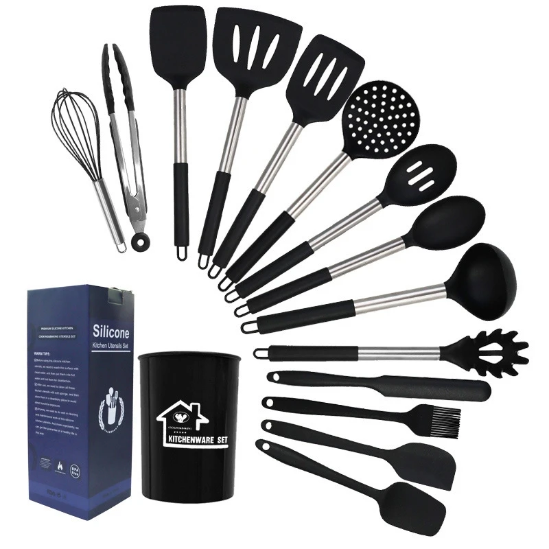 

Silicone Kitchen Utensil Set 15Pcs Nonstick High Heat Spatulas Spoons Ladle Turner Safe Perfect For Home Cooking And Family Gift