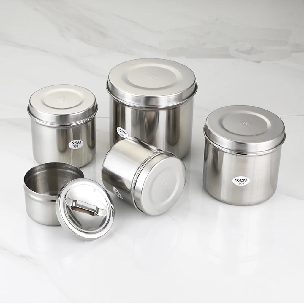 Stainless steel alcohol jar for cosmetic disinfection tattoo cotton jar with cover dressing ointment jar for soaking cotton ball