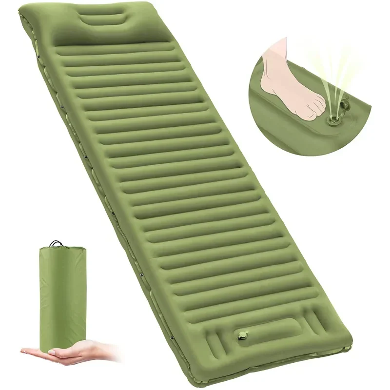 

Outdoor Camping Sleeping Bed Mats Inflatable Sleeping Pad with Pillow Ultralight Mattress Splicing Built-in Pump Air Cushion