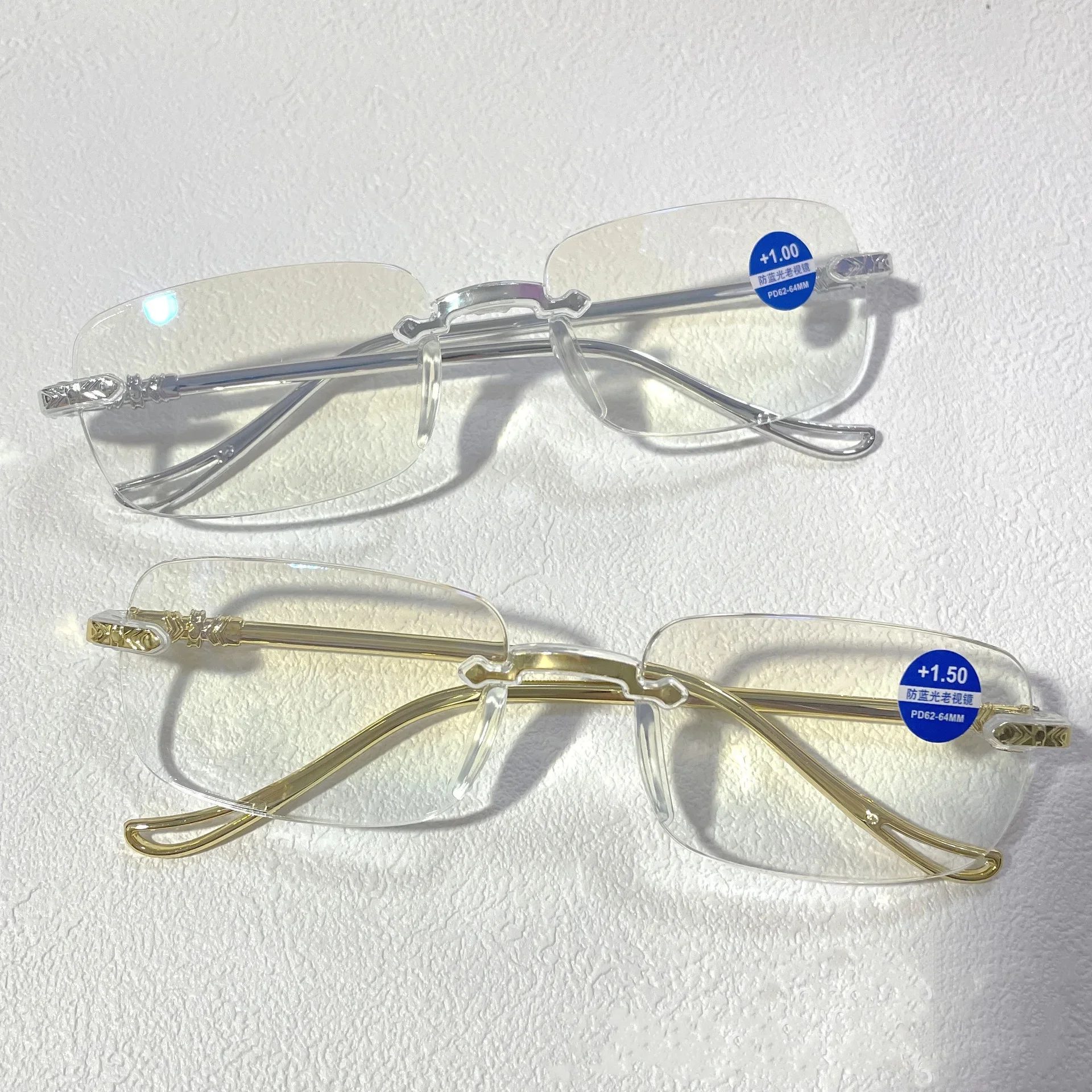 Fashion Frameless Reading Glasses Women Rimless Anti Blue Light Eyeglasses Ladies Plus Prescription Eyewear Diopter 1.0 To +4.0