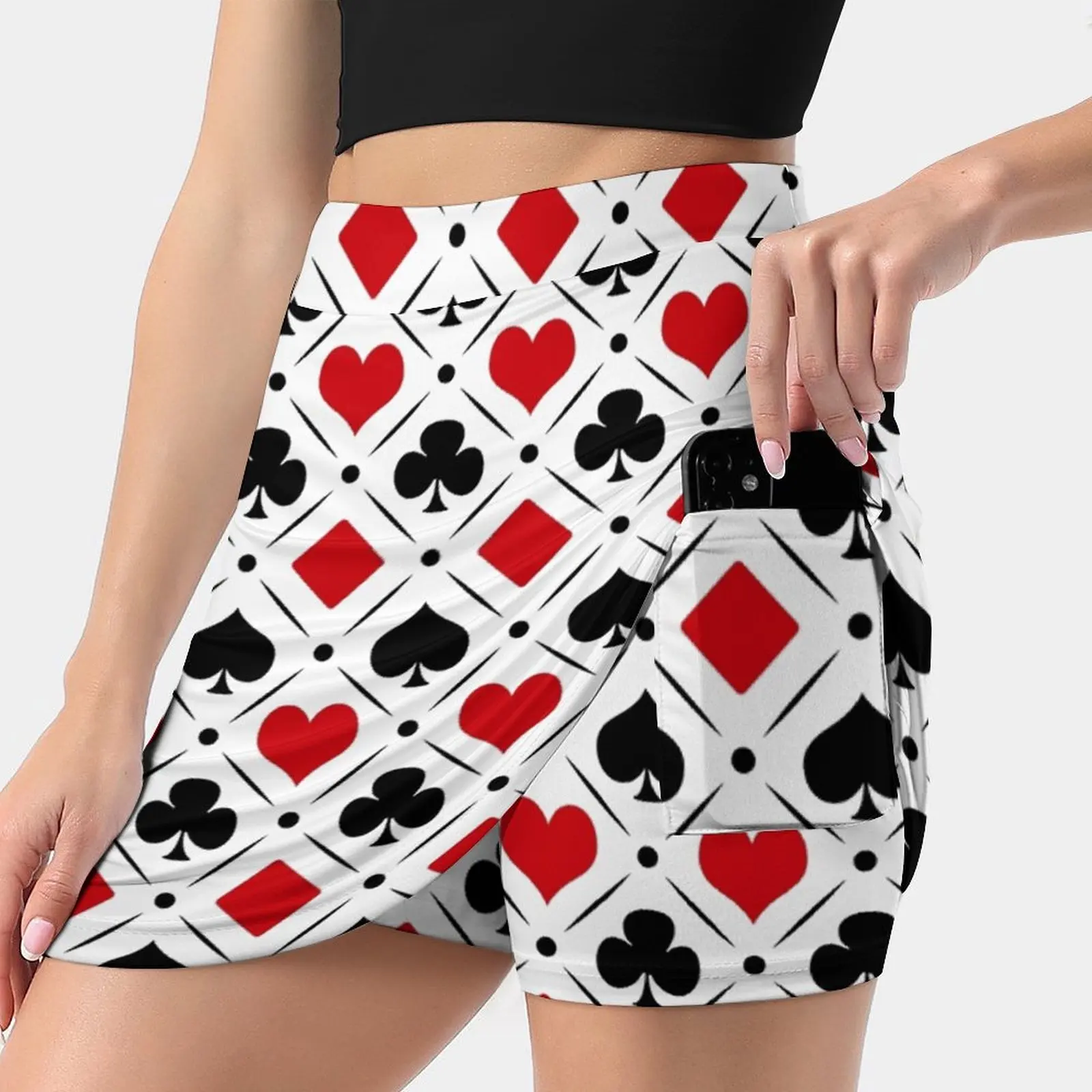 Playing Card Suits Skirts Woman Fashion 2022 Pant Skirt Mini Skirts Office Short Skirt Playing Suits Four Suits Game Casino