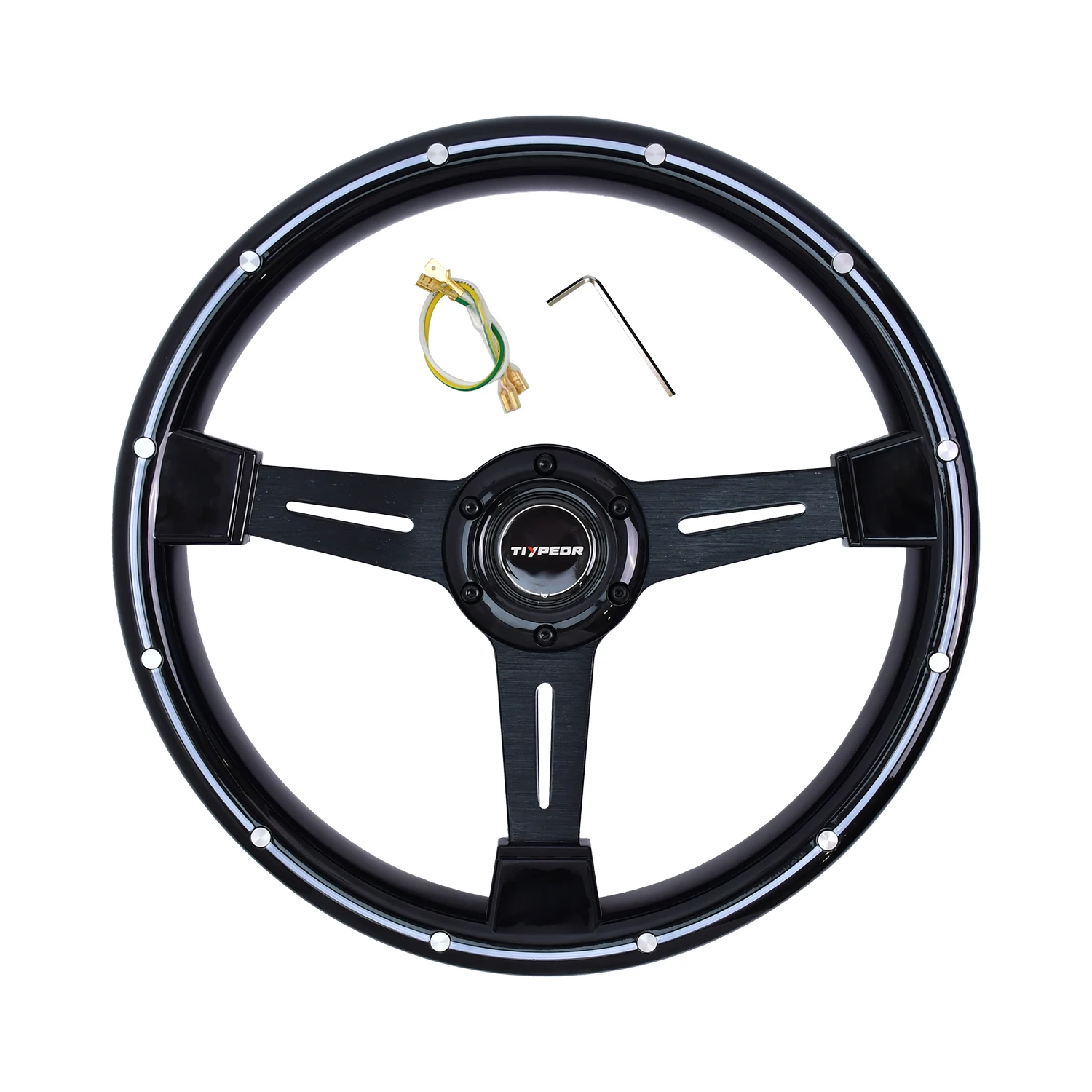 

TIYPEOR Vintage Rivet Racing Steering Wheel Universal Old Car Modified Steering Wheel