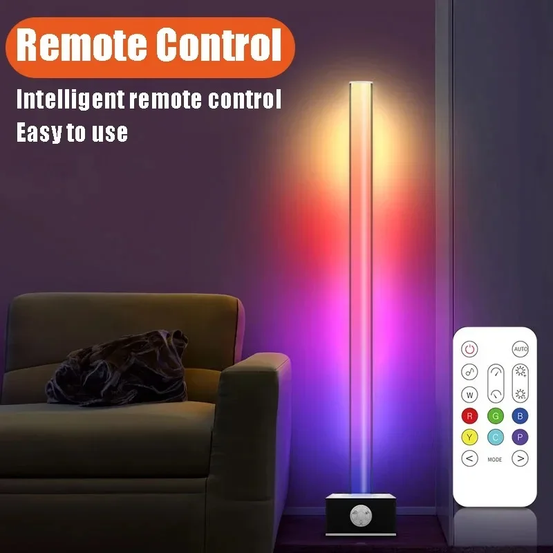 Luz LED de ambiente con Control por aplicación, luces de sonido RGBIC, lámpara de pie de esquina para dormitorio, sala de estar, decoraciones para fiestas, iluminación