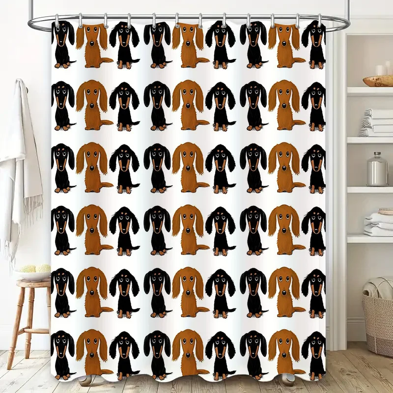Cute Dachshund Dog Shower Curtain Waterproof German Shepherd Dog Bath Curtain Pet Lover Gift Home Decor Farmhouse Style