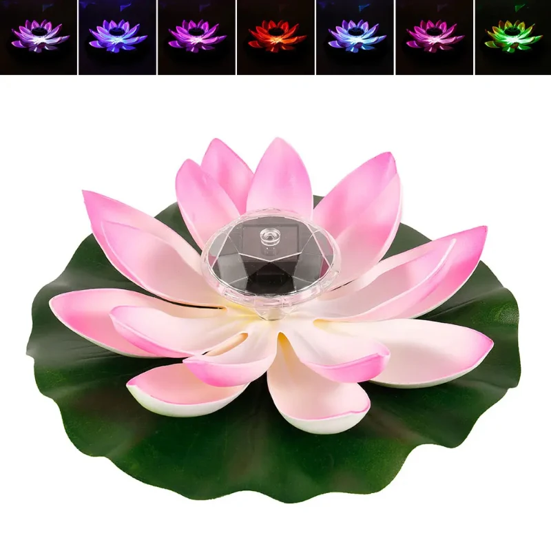 

2 Pack Solar Powered Lotus LED Lights, Floating Flower Lamps for Outdoor Garden Yard Pond Stream Landscape Decoration