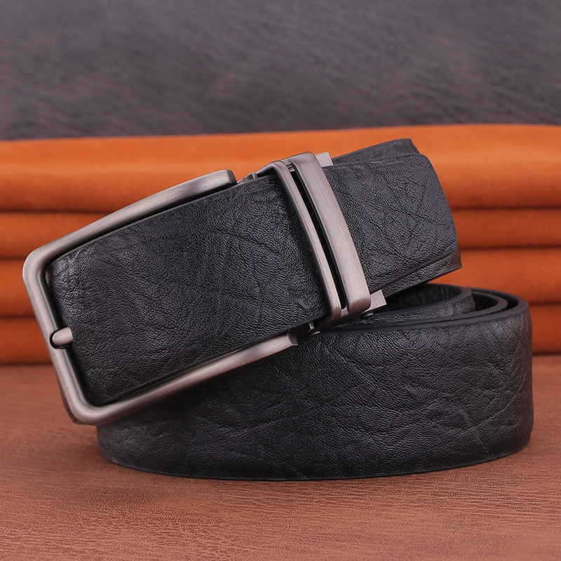 

High Quality Black Pin Buckle Men Brand Luxury Brand Belt Fashion Full Grain Leather Corset Casual Ceinture Homme Mens Belt